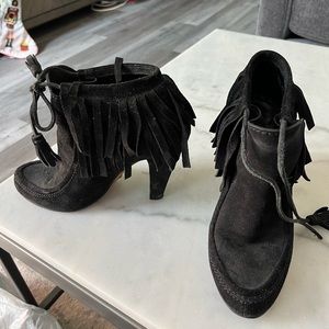 Gucci Fringe Suede Booties - Size 37